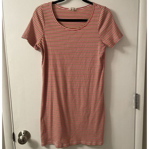 Madewell Short Sleeve Ribbed Striped Mini T-Shirt Dress Small - Picture 2 of 11